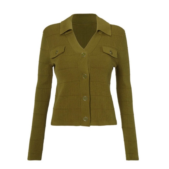 CAbi Exec Cardigan in Medium, Green - Picture 6 of 7